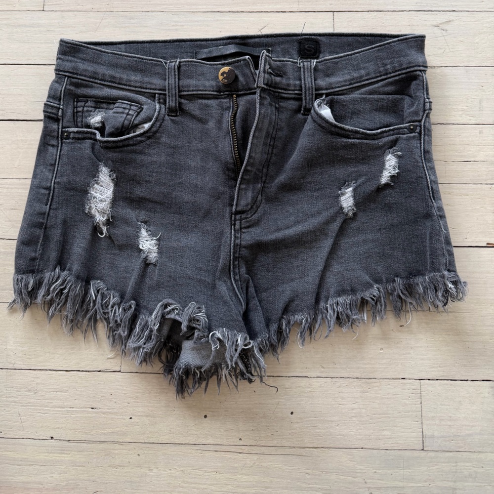 Distressed Gray Denim Shorts